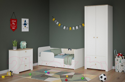 Шкаф Mobi Джастин 13.339 (белый PE шагрень/дуб белый Exclusive OW D4430)