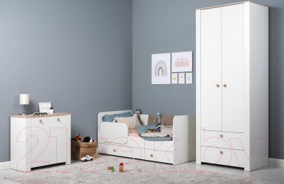 Шкаф Mobi Джастин 13.339 (белый PE шагрень/дуб белый Exclusive OW D4430)