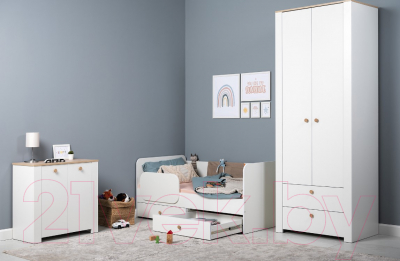 Шкаф Mobi Джастин 13.339 (белый PE шагрень/дуб белый Exclusive OW D4430)