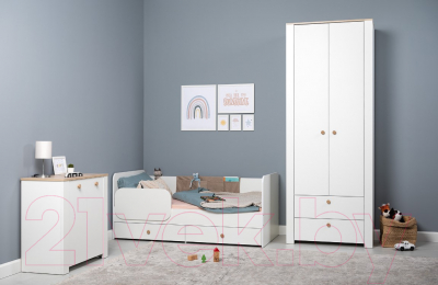 Шкаф Mobi Джастин 13.339 (белый PE шагрень/дуб белый Exclusive OW D4430)