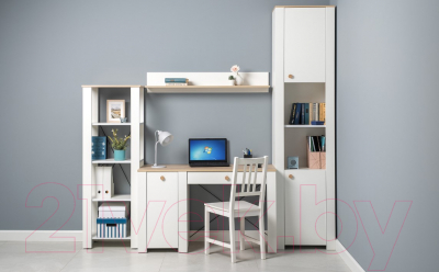 Шкаф-пенал Mobi Джастин 16.306 (белый PE шагрень/дуб белый Exclusive OW D4430)