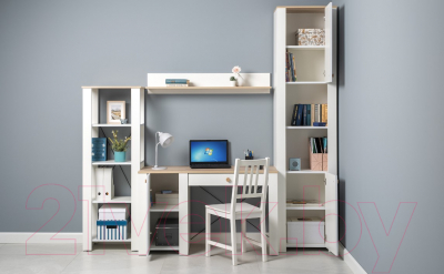 Шкаф-пенал Mobi Джастин 16.306 (белый PE шагрень/дуб белый Exclusive OW D4430)