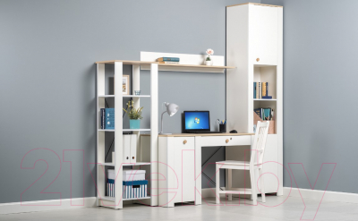 Шкаф-пенал Mobi Джастин 16.306 (белый PE шагрень/дуб белый Exclusive OW D4430)