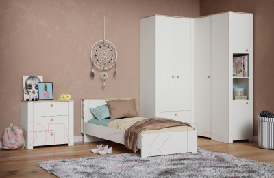 Шкаф Mobi Джастин 13.229 угловой (белый PE шагрень/дуб белый Exclusive OW D4430)