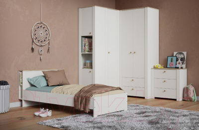 Шкаф Mobi Джастин 13.229 угловой (белый PE шагрень/дуб белый Exclusive OW D4430)