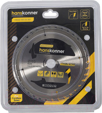 Пильный диск Hanskonner H9022-165-20-36T