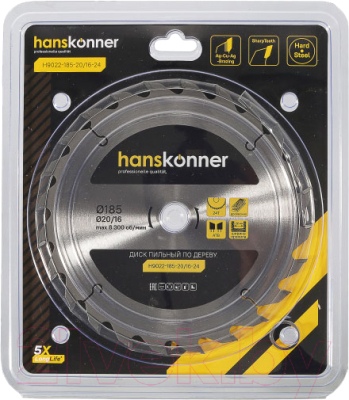 Пильный диск Hanskonner H9022-185-20/16-24