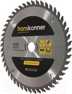 Пильный диск Hanskonner H9022-185-20/16-48