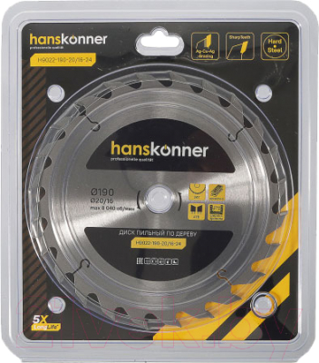 Пильный диск Hanskonner H9022-190-20/16-24