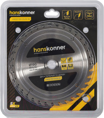 Пильный диск Hanskonner H9022-190-20/16-36