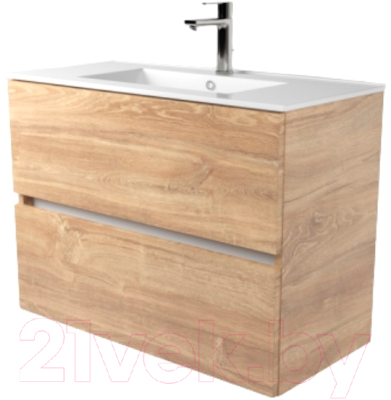 Тумба под умывальник Дабер 011 WeltWasser Deilbach 7517-70 / Т11.7W.0.6Б (дуб канзас коричневый/белый) - фото