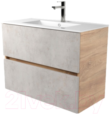 Тумба под умывальник Дабер 011 WeltWasser Deilbach 7517-70 / Т11.7W.0.7 (дуб канзас коричневый/бетон чикаго) - фото
