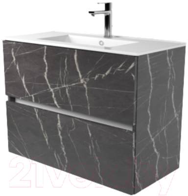 Тумба под умывальник Дабер 011 WeltWasser Deilbach 7517-80 / Т11.8W.0.12Б (мрамор черный/белый) - фото