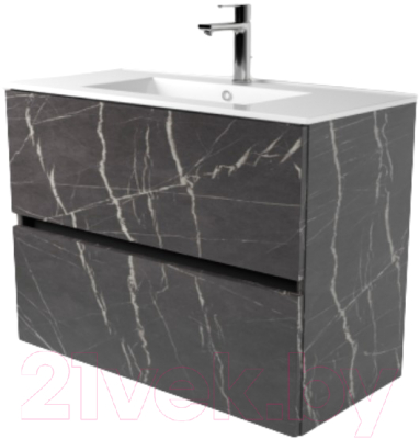 Тумба под умывальник Дабер 011 WeltWasser Deilbach 7517-80 / Т11.8W.0.12Ч (мрамор черный/черный) - фото
