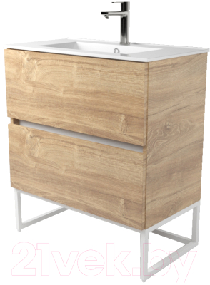 Тумба под умывальник Дабер 012 WeltWasser Deilbach 7517-60 / Т12.6W.1.6Б (дуб канзас коричневый/белый) - фото