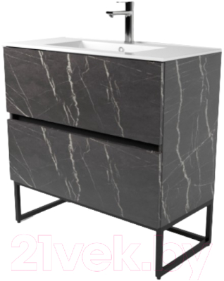 Тумба под умывальник Дабер 012 WeltWasser Deilbach 7517-70 / Т12.7W.2.12Ч (мрамор черный/черный) - фото