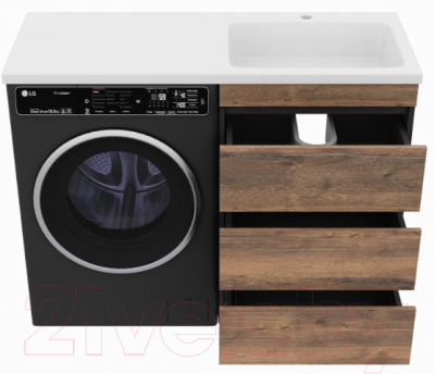 Тумба под умывальник Misty Коломбо 60 / П-Кол06060-0113Я (напольная, черный/темное дерево)