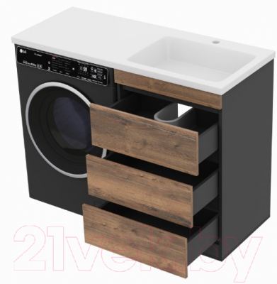 Тумба под умывальник Misty Коломбо 60 / П-Кол06060-0113Я (напольная, черный/темное дерево)