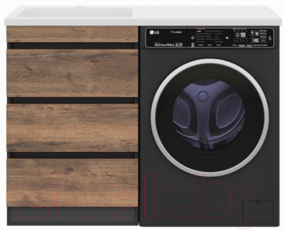 Тумба под умывальник Misty Коломбо 60 / П-Кол06060-0113Я (напольная, черный/темное дерево)