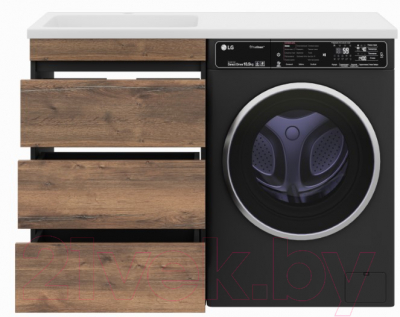 Тумба под умывальник Misty Коломбо 60 / П-Кол06060-0113Я (напольная, черный/темное дерево)