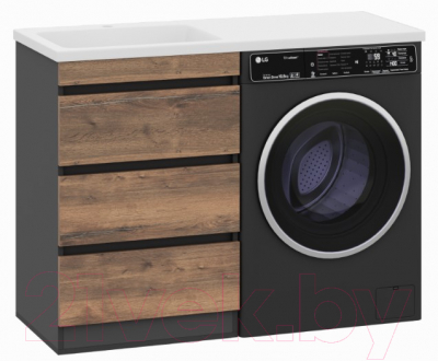 Тумба под умывальник Misty Коломбо 60 / П-Кол06060-0113Я (напольная, черный/темное дерево)