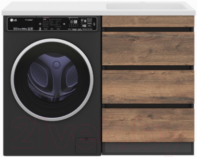 Тумба под умывальник Misty Коломбо 60 / П-Кол06060-0113Я (напольная, черный/темное дерево)