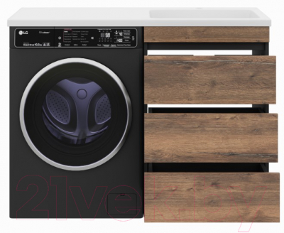 Тумба под умывальник Misty Коломбо 60 / П-Кол06060-0113Я (напольная, черный/темное дерево)