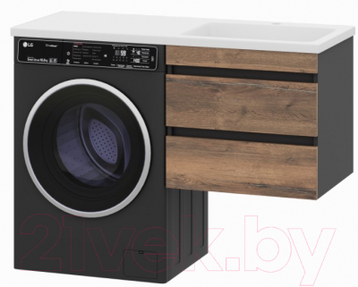 Тумба под умывальник Misty Коломбо 60 / П-Кол06060-011П2Я (подвесная, черный/темное дерево)