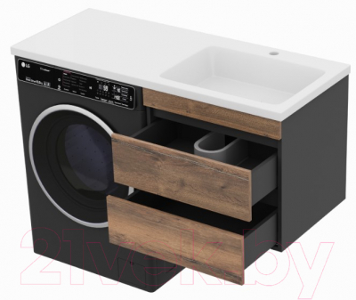 Тумба под умывальник Misty Коломбо 60 / П-Кол06060-011П2Я (подвесная, черный/темное дерево)