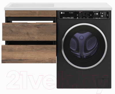 Тумба под умывальник Misty Коломбо 60 / П-Кол06060-011П2Я (подвесная, черный/темное дерево)