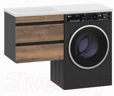 Тумба под умывальник Misty Коломбо 60 / П-Кол06060-011П2Я (подвесная, черный/темное дерево)