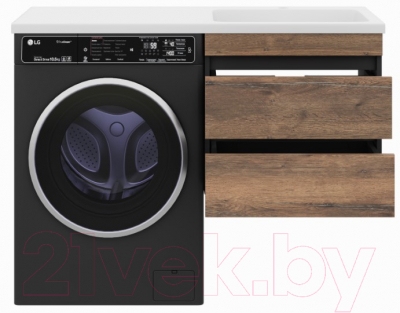 Тумба под умывальник Misty Коломбо 60 / П-Кол06060-011П2Я (подвесная, черный/темное дерево)