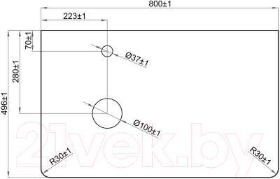 Столешница для ванной Misty Роял 80 / VS03-80 (черный)