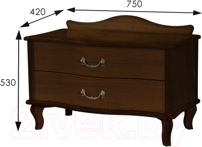 Прикроватная тумба Мебелик Джульетта широкая 2 ящика