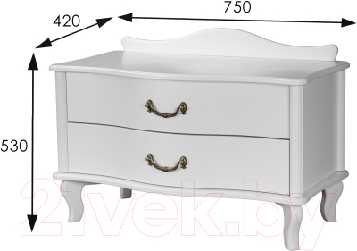 Прикроватная тумба Мебелик Джульетта широкая 2 ящика