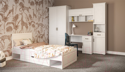 Письменный стол Империал Лацио 120 1д 1ящ (белое дерево/ручка бронза)