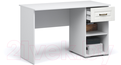 Письменный стол Империал Лацио 120 1д 1ящ (белое дерево/ручка бронза)