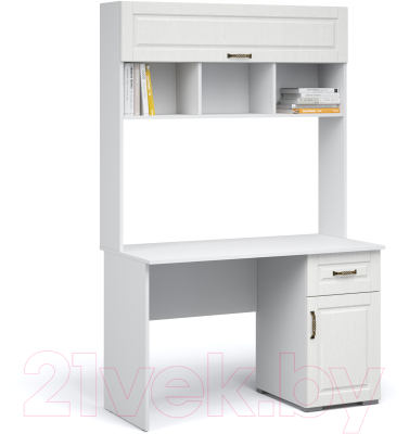 Письменный стол Империал Лацио 120 1д 1ящ (белое дерево/ручка бронза)