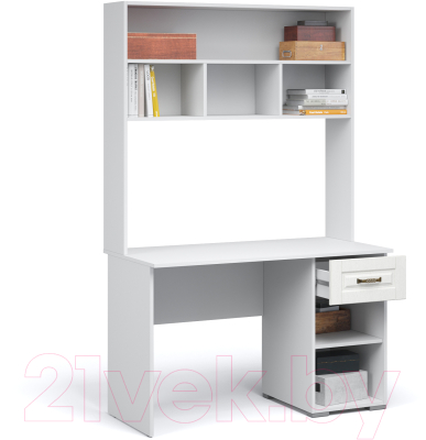 Письменный стол Империал Лацио 120 1д 1ящ (белое дерево/ручка бронза)