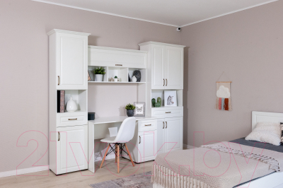 Письменный стол Империал Лацио 120 1д 1ящ (белое дерево/ручка бронза)