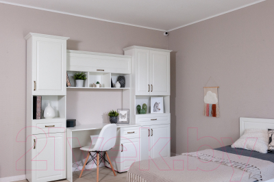 Письменный стол Империал Лацио 120 1д 1ящ (белое дерево/ручка бронза)