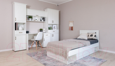 Письменный стол Империал Лацио 120 1д 1ящ (белое дерево/ручка бронза)