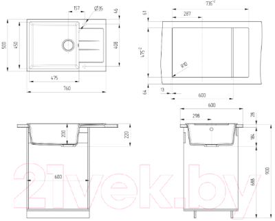Мойка кухонная Ulgran U-602 (328 бежевый)