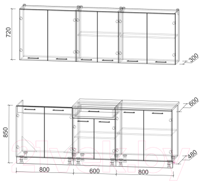 Готовая кухня Интерлиния Мила Лайт 2.2
