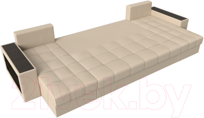 Диван П-образный Лига Диванов Дубай полки слева / 31518 (экокожа бежевый)