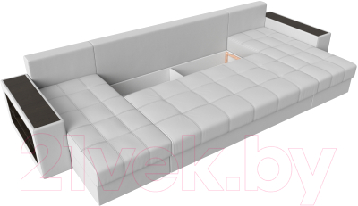Диван П-образный Лига Диванов Дубай полки слева / 31519 (экокожа белый)