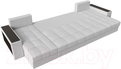 Диван П-образный Лига Диванов Дубай полки слева / 31519 (экокожа белый)