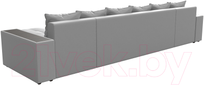 Диван П-образный Лига Диванов Дубай полки слева / 31519 (экокожа белый)