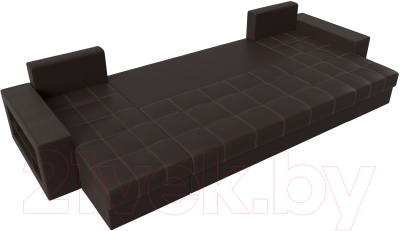 Диван П-образный Лига Диванов Дубай полки слева / 31520 (экокожа коричневый)