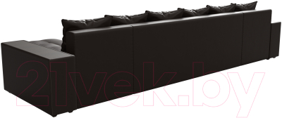 Диван П-образный Лига Диванов Дубай полки слева / 31520 (экокожа коричневый)